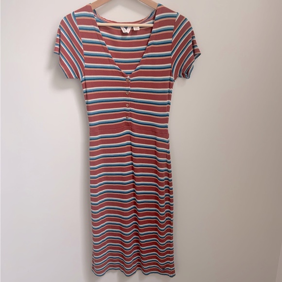 Roxy, rust blue white and orange striped dress in XS - Picture 2 of 13